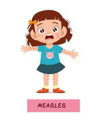 kid girl having chicken pox vector