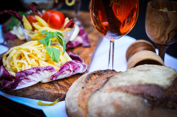 fresh italian pasta close up view