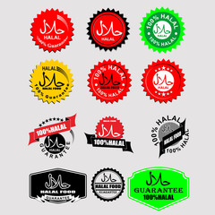 HALAL, set of vector badges and labels