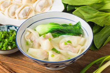 Chinese wonton dumpling in clear soup