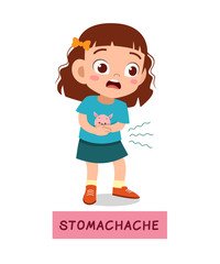 kid girl having stomachache vector