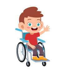 kid disabled on wheelchair vector