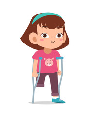 happy kid girl handicap vector
