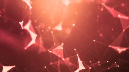 Abstract background Dot and connect line for cyber technology futuristic and network connection concept with dark and grain processed wide screen ratio.