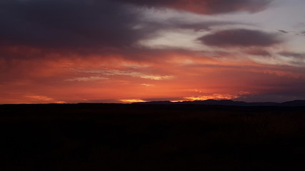 Amazing sunset in the desert. Inspiring landscape.