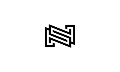 Black white initial letter N with S logo