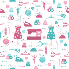 Sewing and needlework seamless pattern.