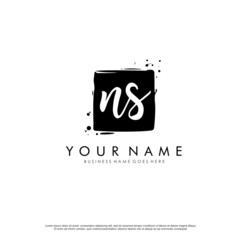 N S NS initial square logo template vector
