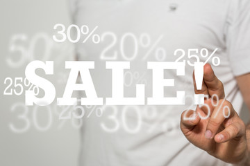 sale digital percent in hand