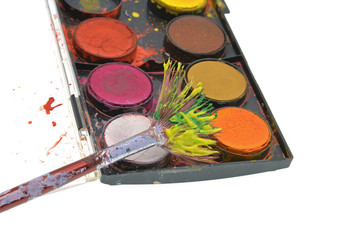 Naklejka premium watercolors of various colors on background