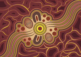 Illustration based on aboriginal style of background.