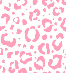 Vector seamless pattern of pink leopard dots fur print isolated on white background