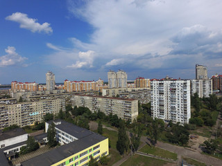 Residential area of Kiev at summer time (drone image)