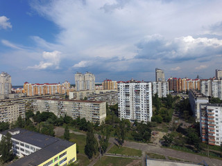 Fototapeta premium Residential area of Kiev at summer time (drone image)