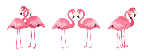 Set verliefde koppels roze flamingo& 39 s
