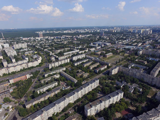 Fototapeta na wymiar Residential area of Kiev at summer time (drone image)