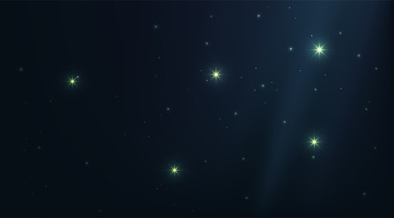 Dark universe night sky with shining stars. Constellation shadow deep blue background. Bright vector space galaxy illustration.  Stardust particle wallpaper © Ra