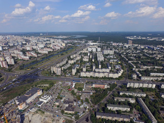 Residential area of Kiev at summer time (drone image)