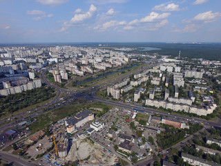 Fototapeta premium Residential area of Kiev at summer time (drone image)