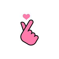 Korean love sign, hand gesture of romance. Finger heart symbol.
