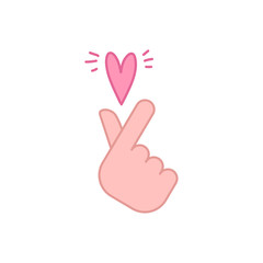 Korean love sign, hand gesture of romance. Finger heart symbol.