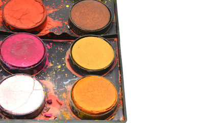 watercolors of various colors on background