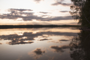 Fototapeta na wymiar Summer evening lake in Finland.