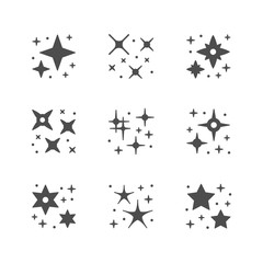 Set icons of sparkling and twinkling