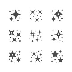 Set icons of sparkling and twinkling