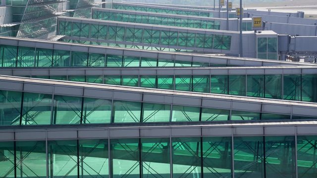 Empty airport gates from outside
