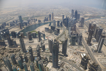 Naklejka na ściany i meble A view of Dubai skyline from Burj Khalifa