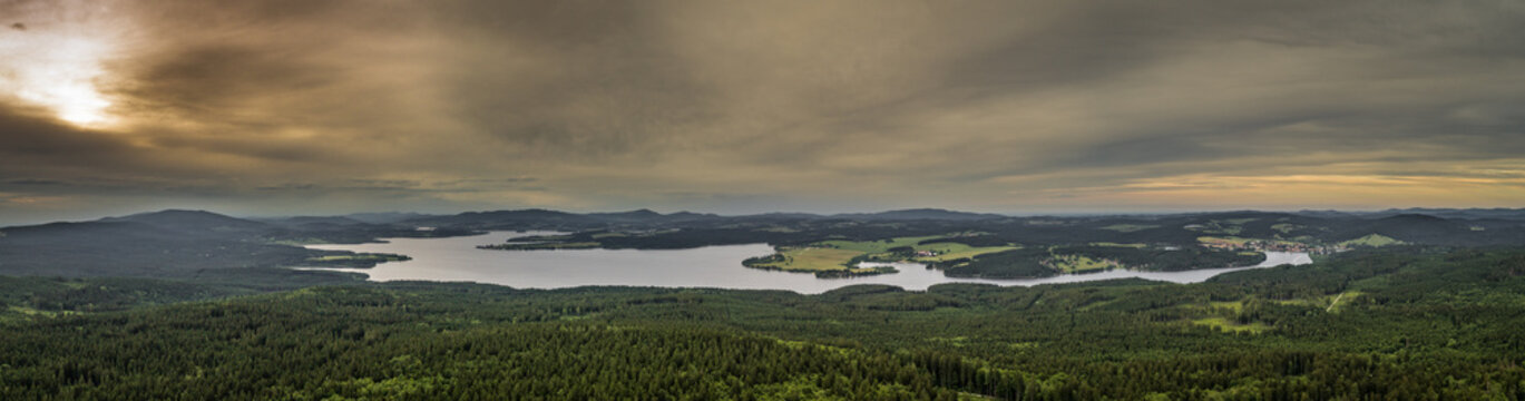 The Lipno Reservoir  is a dam and hydroelectric plant constructed along the Vltava River in the Czech Republic. This area is mountainous, and borders the Sumava National Park and Nature Reserve