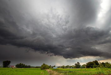 Obraz na płótnie Canvas The Summer countryside landscape with a thundercloud