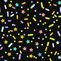 Sprinkle Cupcake Donut Topping. Seamless Pattern 