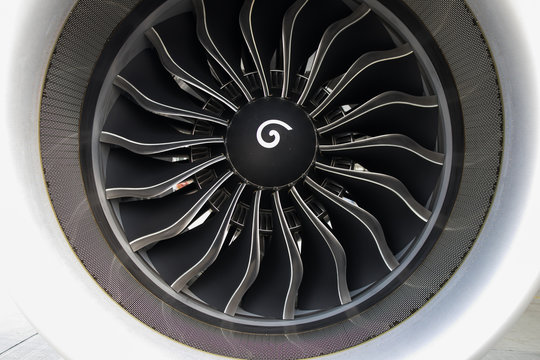 Airbus A320 NEO engine. Modern aircraft. CFM Leap-1A engine. Airplane engine. Aircraft engine blades.