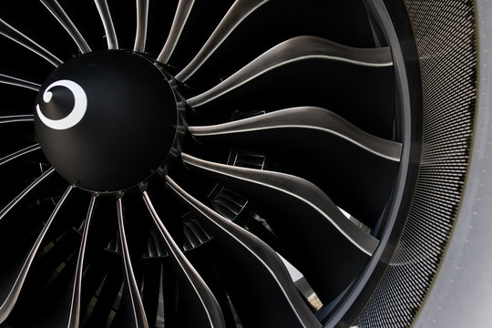 Airbus A320 NEO engine. Modern aircraft. CFM Leap-1A engine. Airplane engine. Aircraft engine blades.