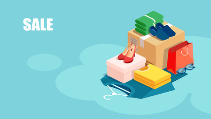 Naklejka premium Vector of clothing, fashion accessories at promotional price.