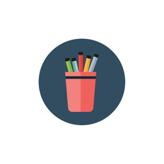 Pens, pencil in holder