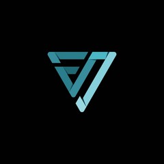 simple typography ev triangle vector logo
