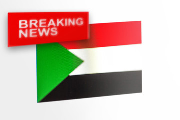 Breaking news, Sudan country's flag and the inscription news