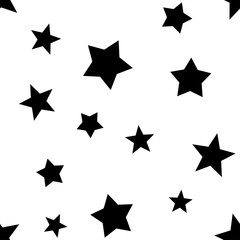 Obraz premium Stars seamless pattern. Star elements in random order texture background. Black and white.