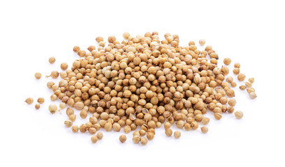 Coriander seeds isolated on white background. full depth of field