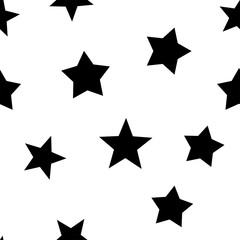 Obraz premium Stars seamless pattern. Star elements in random order texture background. Black and white.