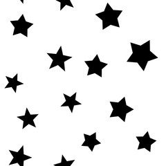Stars seamless pattern. Star elements in random order texture background. Black and white.