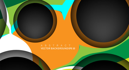 Colorful geometric vector backgrounds that overlap layers on black space circle for text and background designs