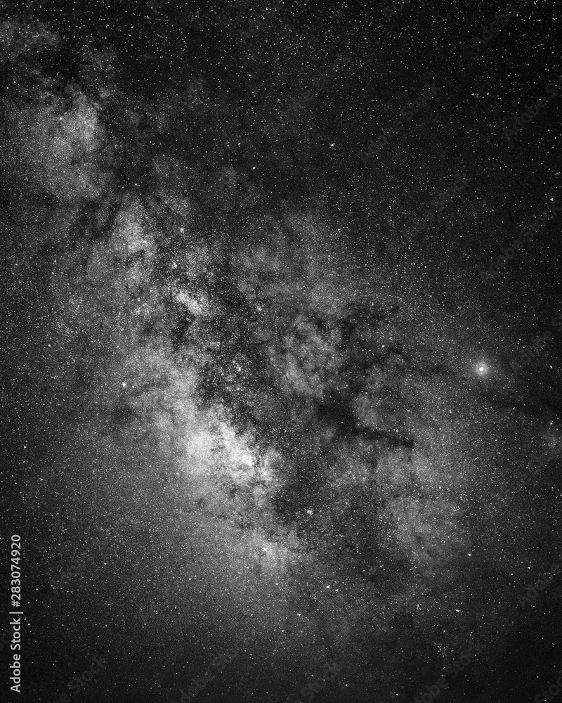 Wall mural details of the milky way with visible nebulae clouds