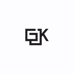 Logo Letter GK Monogram, Concept Letter G + K Simple Connected.