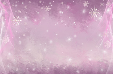 Christmas shining background New Year, silver snowflake, fantastic blurred cloud and sky gradient, soft focus, glittering sparkling stars, burning lights, dream, pink pastel colors, 3d rendering