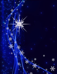 Christmas shining background New Year, silver snowflake, fantastic blurred cloud and sky gradient, soft focus, glittering sparkling stars, curls, burning lights, dream. 3d rendering