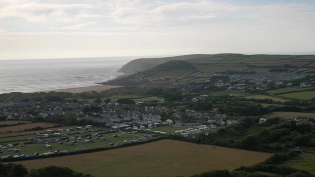 View from the top of the coast of Croyde England at the North Sea Ocean